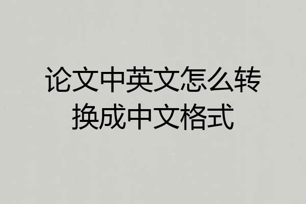 论文中英文怎么转换成中文格式