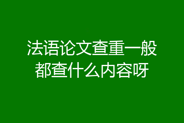 法语论文查重一般都查什么内容呀