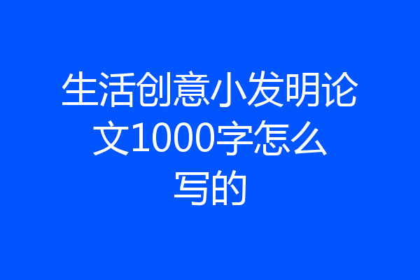 生活创意小发明论文1000字怎么写的