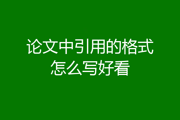 论文中引用的格式怎么写好看