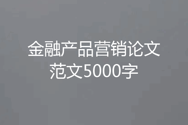 金融产品营销论文范文5000字