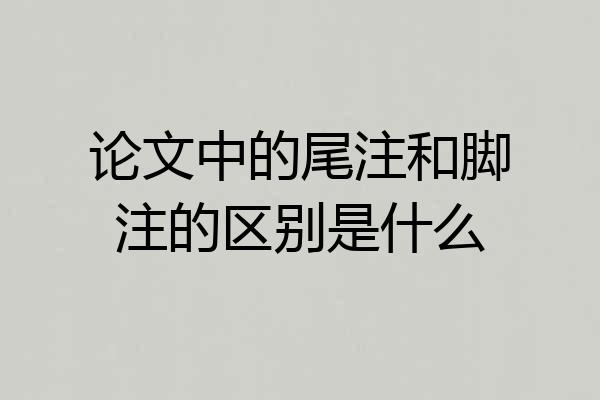 论文中的尾注和脚注的区别是什么
