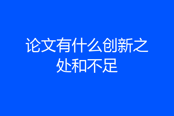 论文有什么创新之处和不足