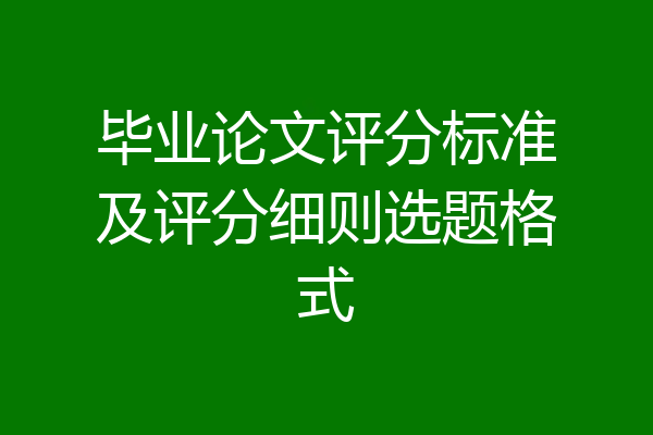 毕业论文评分标准及评分细则选题格式