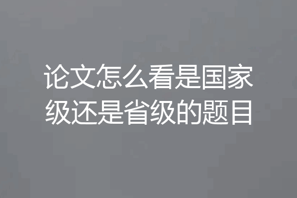 论文怎么看是国家级还是省级的题目