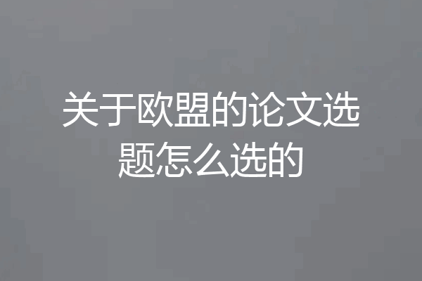 关于欧盟的论文选题怎么选的