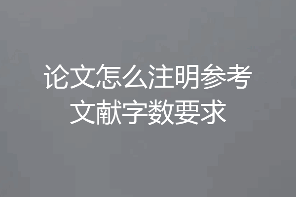 论文怎么注明参考文献字数要求
