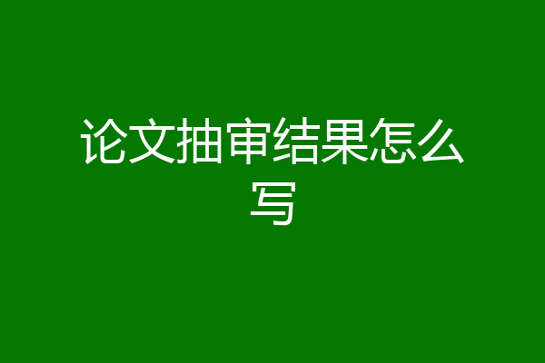 论文抽审结果怎么写