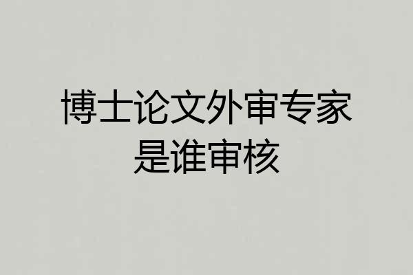 博士论文外审专家是谁审核