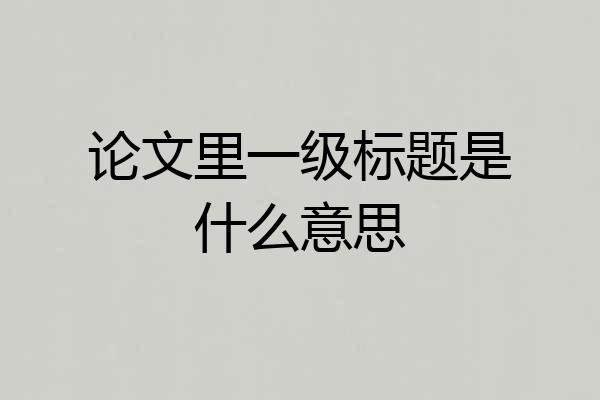 论文里一级标题是什么意思