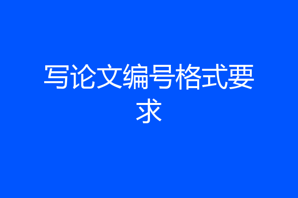 写论文编号格式要求