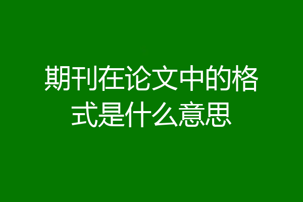 期刊在论文中的格式是什么意思