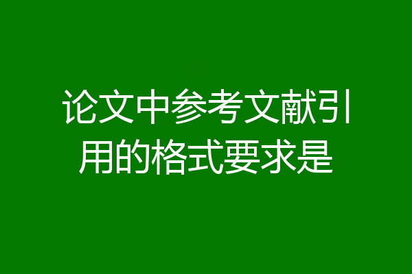 论文中参考文献引用的格式要求是