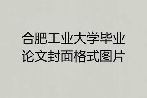 合肥工业大学毕业论文封面格式图片