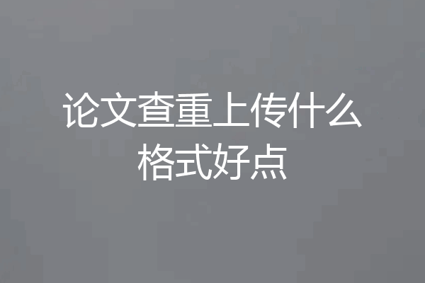 论文查重上传什么格式好点