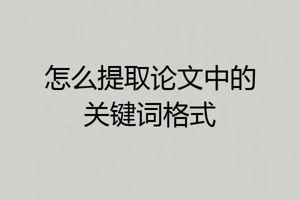 怎么提取论文中的关键词格式