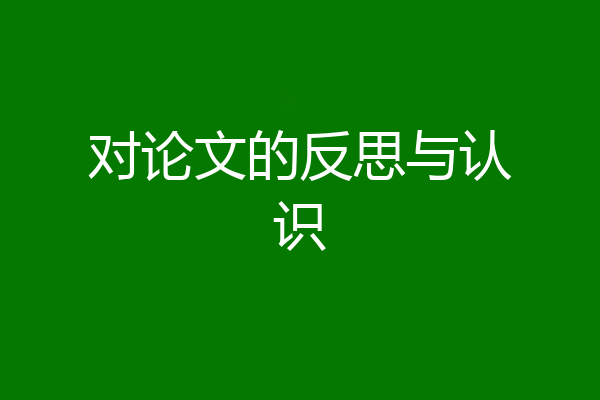 对论文的反思与认识