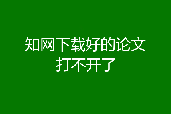 知网下载好的论文打不开了