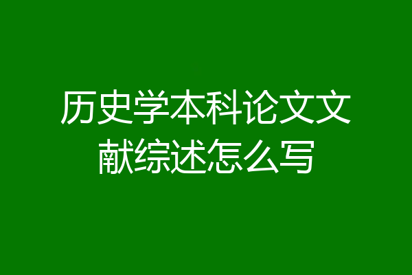 历史学本科论文文献综述怎么写