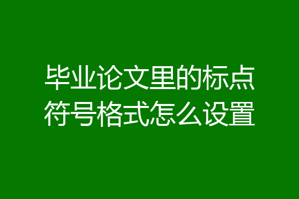 毕业论文里的标点符号格式怎么设置