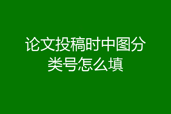 论文投稿时中图分类号怎么填