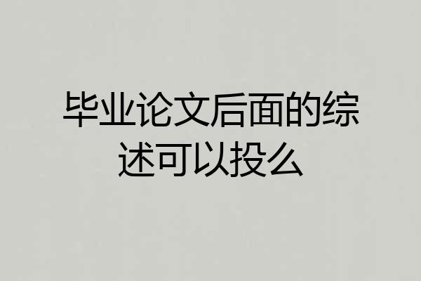 毕业论文后面的综述可以投么