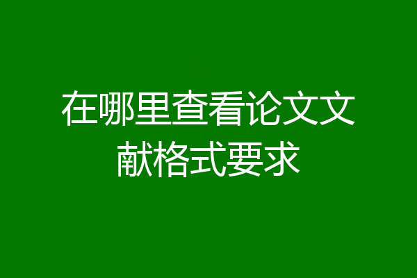 在哪里查看论文文献格式要求