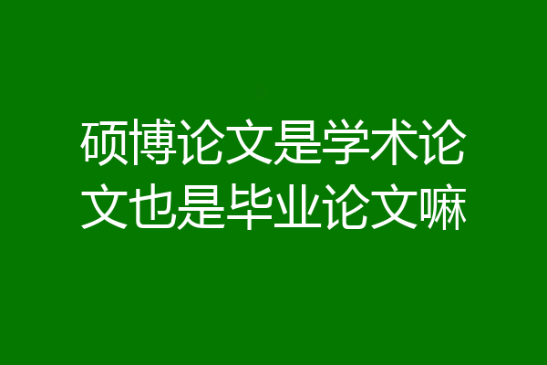 硕博论文是学术论文也是毕业论文嘛