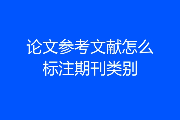 论文参考文献怎么标注期刊类别
