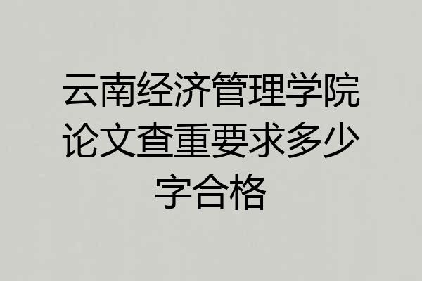 云南经济管理学院论文查重要求多少字合格