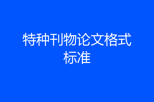 特种刊物论文格式标准