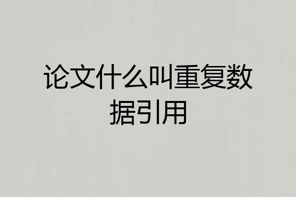 论文什么叫重复数据引用