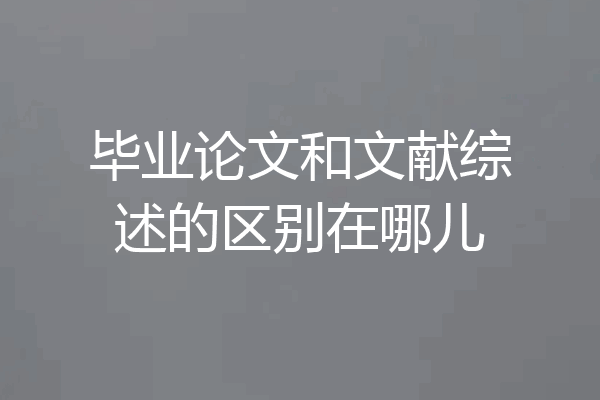 毕业论文和文献综述的区别在哪儿