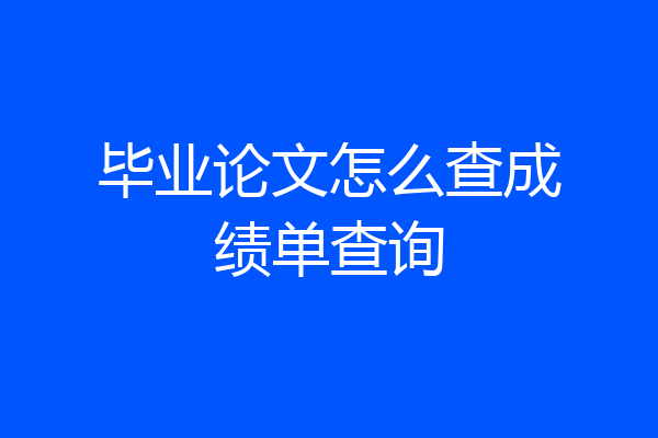 毕业论文怎么查成绩单查询