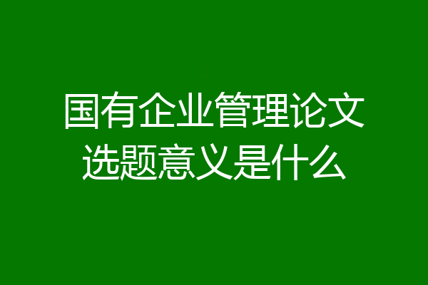 国有企业管理论文选题意义是什么