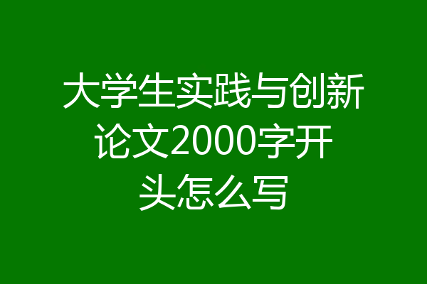 大学生实践与创新论文2000字开头怎么写