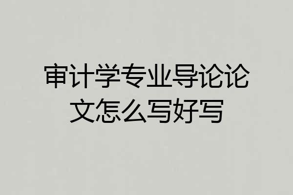 审计学专业导论论文怎么写好写