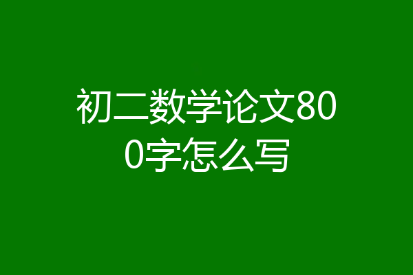 初二数学论文800字怎么写