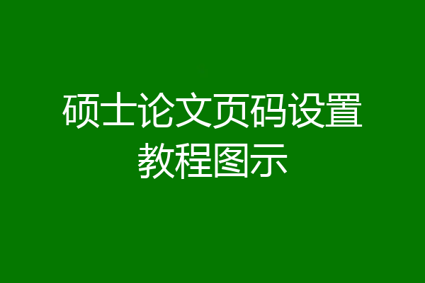 硕士论文页码设置教程图示