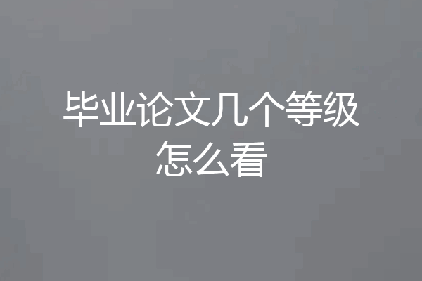 毕业论文几个等级怎么看