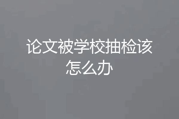 论文被学校抽检该怎么办