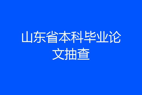 山东省本科毕业论文抽查