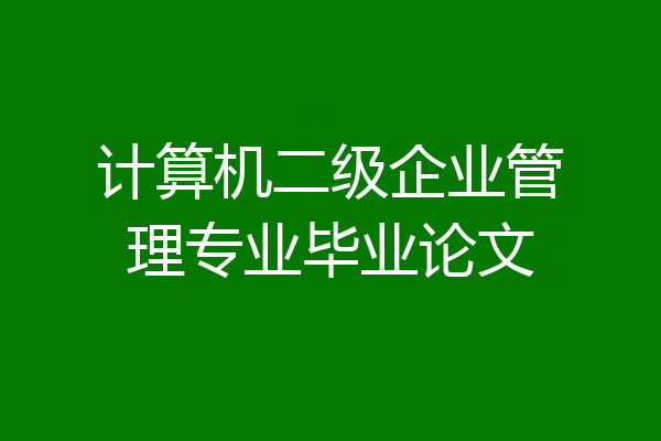 计算机二级企业管理专业毕业论文