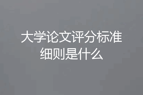 大学论文评分标准细则是什么