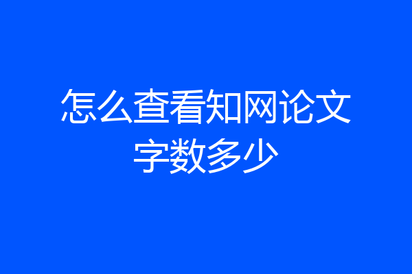 怎么查看知网论文字数多少