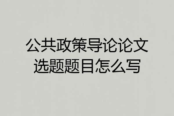 公共政策导论论文选题题目怎么写