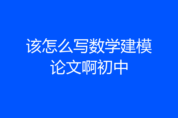 该怎么写数学建模论文啊初中