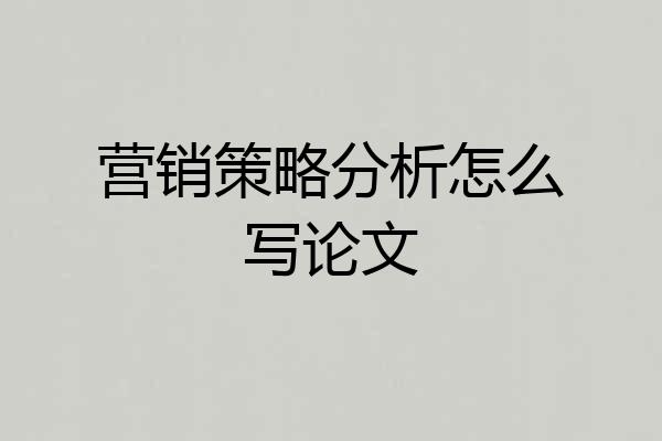 营销策略分析怎么写论文