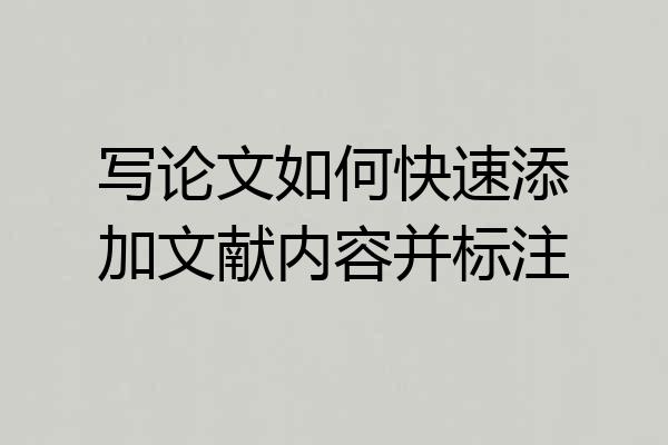 写论文如何快速添加文献内容并标注