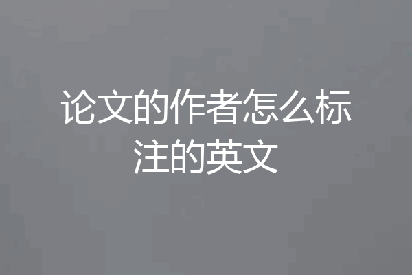 论文的作者怎么标注的英文